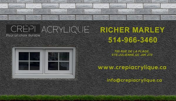 Carte d'affaire de Crépi Acrylique, expert en application de crépi acrylique à Sainte-Julienne