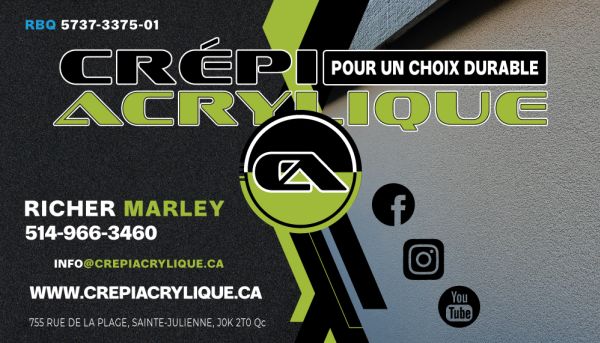 Carte d'affaire de Crépi Acrylique, franchise disponible à Montréal